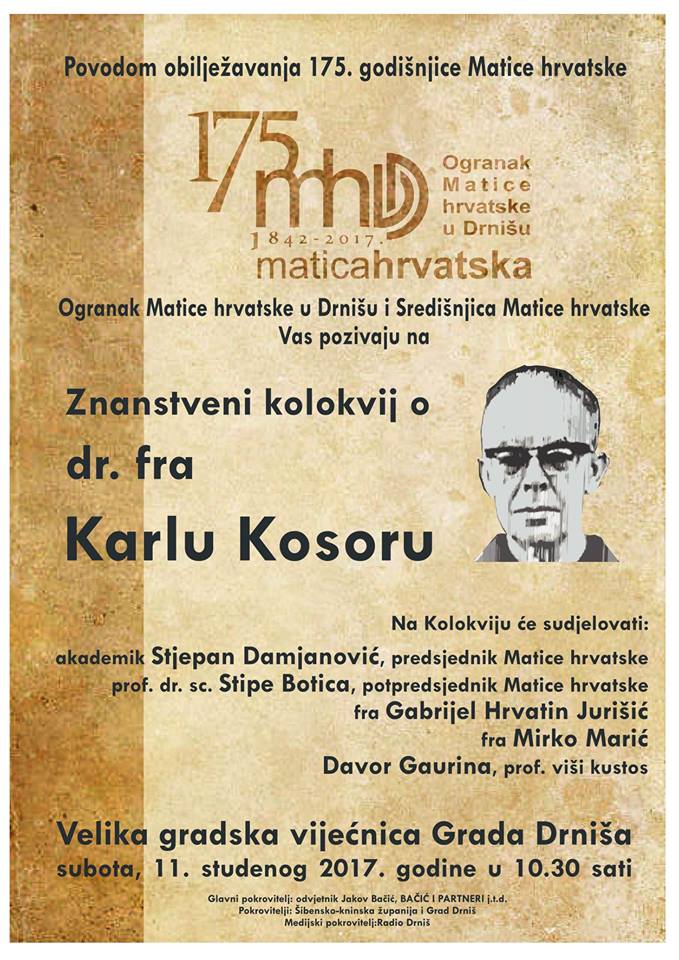 Znanstveni kolokvij o dr. fra Karlu Kosoru.